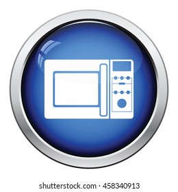 Micro wave oven icon. Glossy button design. Vector illustration.