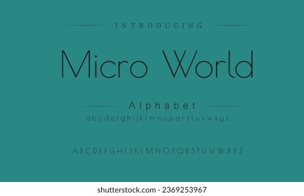 Micro World Elegant Font Uppercase Lowercase and Number. Classic Lettering Minimal Fashion Designs. Typography modern serif fonts regular decorative vintage concept. vector illustration