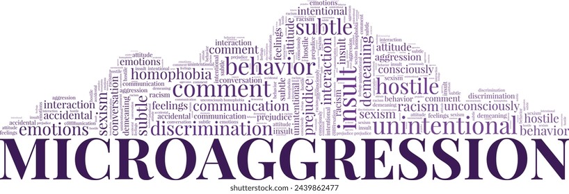 Microaggression word cloud conceptual design isolated on white background.