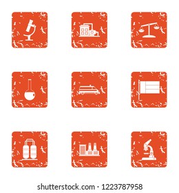 Microanalysis icons set. Grunge set of 9 microanalysis vector icons for web isolated on white background
