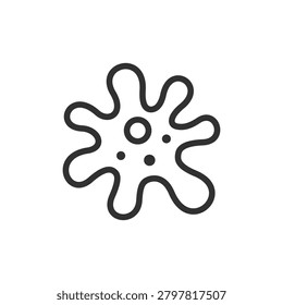Microbe, Amoeba microorganism, linear icon. Single-celled organism and microbiology concept. Line with editable stroke.