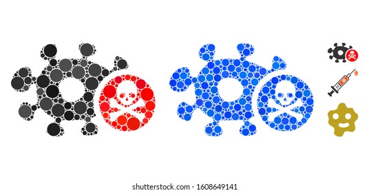 Microbe antibiotic composition of filled circles in variable sizes and color tinges, based on microbe antibiotic icon. Vector filled circles are grouped into blue mosaic.