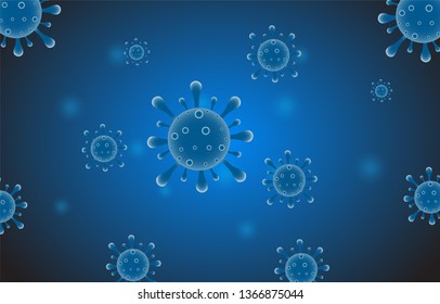 microbe bacteria threat and virus on blue background. vector illustration