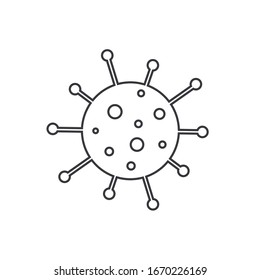 Mikrobe, Bakteriensymbol, Virusymbol im Stil der Glyphe, Koronvirus, Umrissgrafik der Vektorillustration einzeln auf Weiß