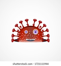 microbe, bacterium red color, virus, icon, emblem, virology vector illustration