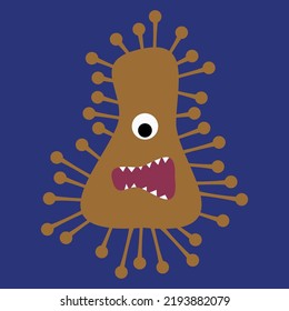 Microbe bacterium in the shape of a pear with one eye