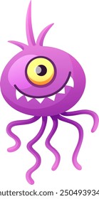 Personaje de dibujos animados de microbios. Mascota de microbiología de cara divertida