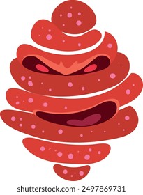 Carácter de microbio. Enfermedad de la infección roja con la cara enojada