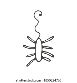 Microbe corona virus icon, outline hand drawn style