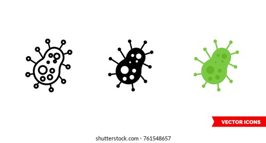 Microbe Icon Of 3 Types: Color, Black And White, Outline. Isolated Vector Sign Symbol.