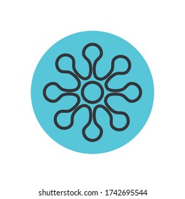 icono de microbe sobre fondo blanco, estilo de línea de bloque, ilustración vectorial
