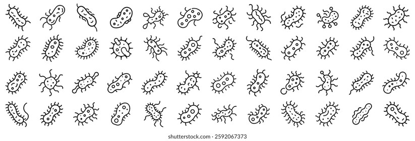 Microbe icon. Set of black germ or microbial icons. Good for educational or medical purpose. Vector illustration