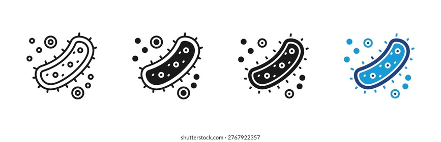 Microbe icon set multiple style collection