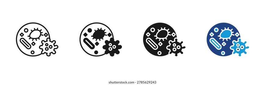 Microbe icon set multiple style collection