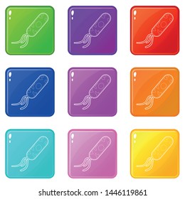 Microbe icons set 9 color collection isolated on white for any design