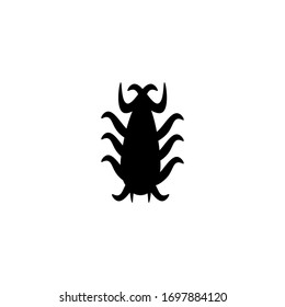 Microbe, signo de insecto en un fondo blanco