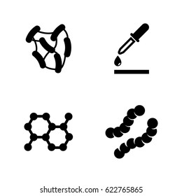 Microbe Laboratory Experiment. Simple Related Vector Icons Set for Video, Mobile Apps, Web Sites, Print Projects and Your Design. Black Flat Illustration on White Background.