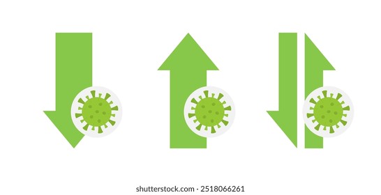 Microbe meter set icons. Flat style. Vector icons.