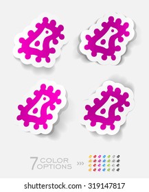 microbe paper sticker with shadow. Vector illustration