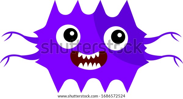 Microbe Purple Cartoon Character Big Round Stock Vector (Royalty Free ...