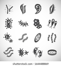 Mikrobe-ähnliche Symbole auf dem Hintergrund für Grafik und Web-Design. Symbol für kreatives Illustrationskonzept für Web- oder mobile App.