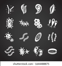 Microbe related icons set on background for graphic and web design. Creative illustration concept symbol for web or mobile app.