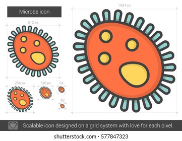 Microbe vector line icon isolated on white background. Microbe line icon for infographic, website or app. Scalable icon designed on a grid system.