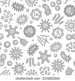 Mikrobe und Virus unter Mikroskop Nahtlose Muster. Vektorgrafik