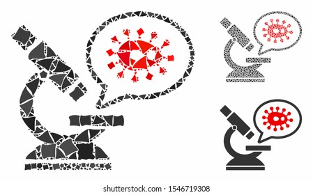 Microbe zooming mosaic of tremulant elements in variable sizes and color hues, based on microbe zooming icon. Vector trembly elements are united into collage.