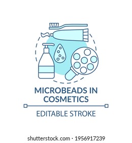 Microbeads in cosmetics concept icon. Microplastics sources idea thin line illustration. Planet saving. Harmful pollution. Vector isolated outline RGB color drawing. Editable stroke
