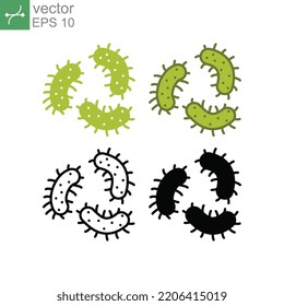 Microbes, bacteria, virus, microorganisms, allergy organism particle. Microscopic pathogen organism. Cell morphology characters. Germs icon. Vector illustration. Design on white background. EPS 10