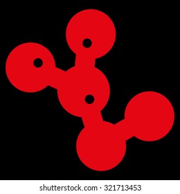 Microbes Colony vector icon. Style is flat symbol, red color, rounded angles, black background.