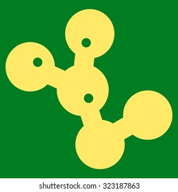 Microbes Colony vector icon. Style is flat symbol, yellow color, rounded angles, green background.