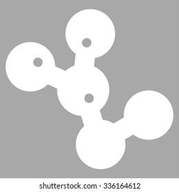 Microbes Colony vector icon. Style is flat symbol, white color, rounded angles, silver background.