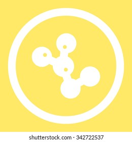 Microbes Colony vector icon. Style is flat rounded symbol, white color, rounded angles, yellow background.