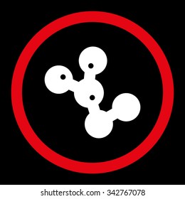 Microbes Colony vector icon. Style is bicolor flat rounded symbol, red and white colors, rounded angles, black background.