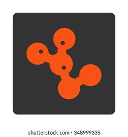 Microbes Colony vector icon. Style is flat rounded square button, orange and gray colors, white background.