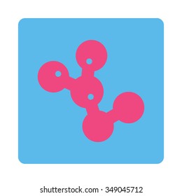 Microbes Colony vector icon. Style is flat rounded square button, pink and blue colors, white background.