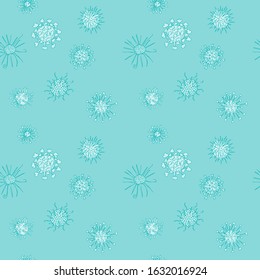 microbes green background. seamless pattern with viruses. vector illustration