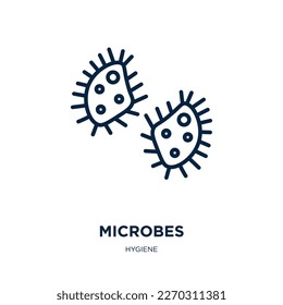 microbes icon from hygiene collection. Thin linear microbes, infection, virus outline icon isolated on white background. Line vector microbes sign, symbol for web and mobile