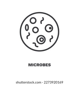 icono de microbios. Icono de microbios de línea delgada de la colección Higiene and Sanitation. Vector de contorno aislado en fondo blanco. El símbolo de microbios modificables puede ser usado web y móvil