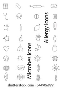 Microbes icons.  Allergy icons