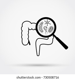 Microbes or infection in  large intestine. Vector illustration.