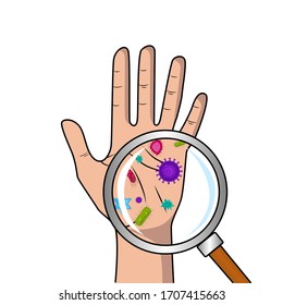 Microbes On Hand Under Microscope Vector Stock Vector (Royalty Free ...