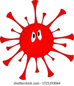 microbes vector sketch red silhouette cortoon, Coronavirus infection COVID-19 , with eyes