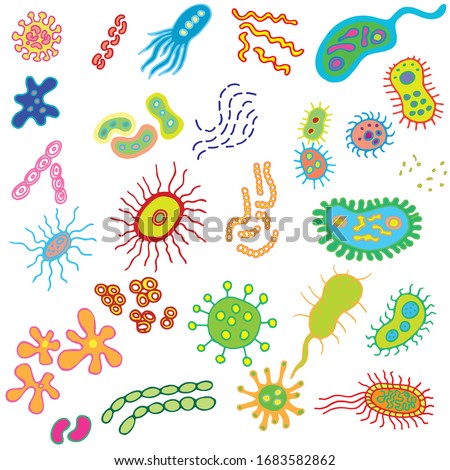 Microbes, virus and pathogen line icons. Bacteriology hygiene and infection outline isolated symbols. Bacteria and microbe, cell microscopic bacterium linear illustration