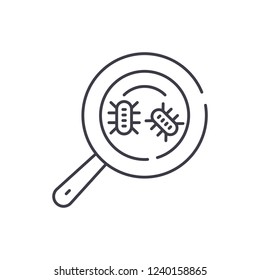 Microbial analysis line icon concept. Microbial analysis vector linear illustration, symbol, sign