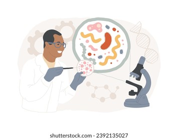 Microbiological technology isolated concept vector illustration. Medical microbiology, biotechnology science, laboratory test, microorganism analysis, medical research, biopsy vector concept.