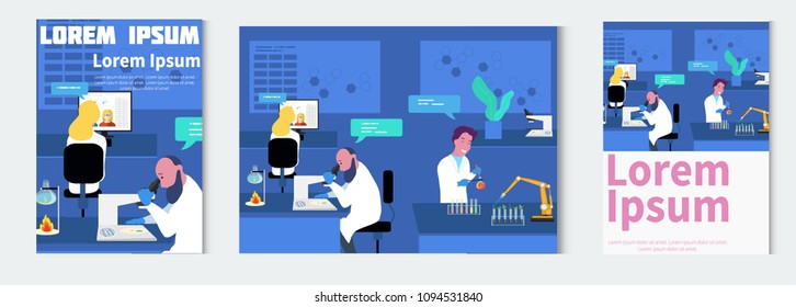 Microbiologist Studying New Virus And Cultivating A Petri Dish Whit Inoculation Loops, Beside A Microscope And Tools Of Laboratory. Vector Illustration Of Biomedical Engineering. - Stock Vector