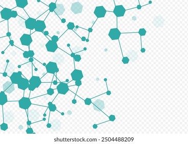 Microbiology Atom Vector Transparent Background. Medical Science Template. Abstract Molecular Modern Backdrop. Geometric Design.